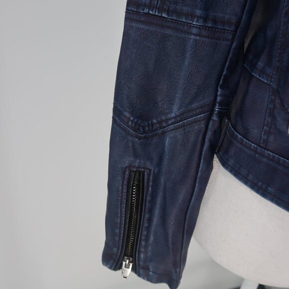 Blank NYC Blue Faux Leather Jacket Size Small - Picture 6 of 10